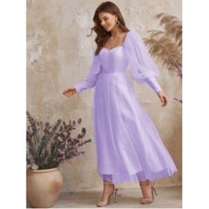 NWT Shein Lantern Sleeve Dobby Mesh Maxi Dress.